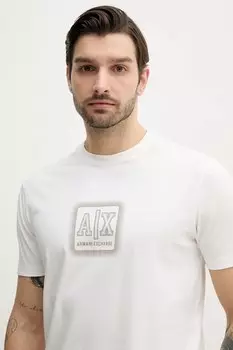 Хлопковая футболка Armani Exchange, бежевый