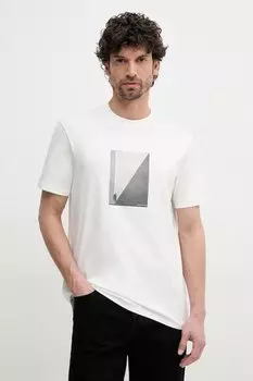 Хлопковая футболка Armani Exchange, бежевый