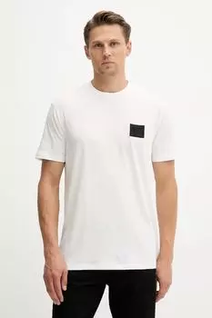 Хлопковая футболка Armani Exchange, бежевый
