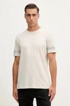 Хлопковая футболка Armani Exchange, бежевый