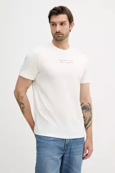 Хлопковая футболка Armani Exchange, бежевый