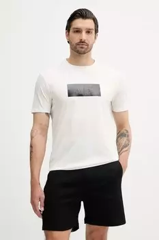 Хлопковая футболка Armani Exchange, бежевый