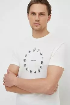 Хлопковая футболка Armani Exchange, бежевый