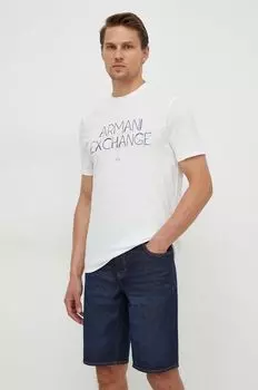 Хлопковая футболка Armani Exchange, бежевый