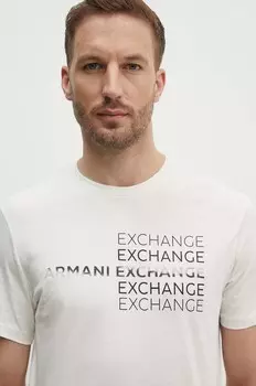 Хлопковая футболка Armani Exchange, бежевый