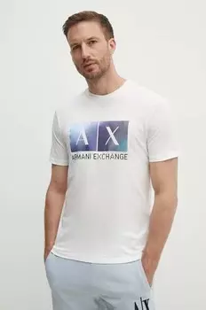 Хлопковая футболка Armani Exchange, бежевый