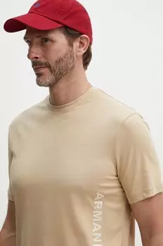 Хлопковая футболка Armani Exchange, бежевый