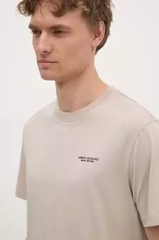 Хлопковая футболка Armani Exchange, бежевый