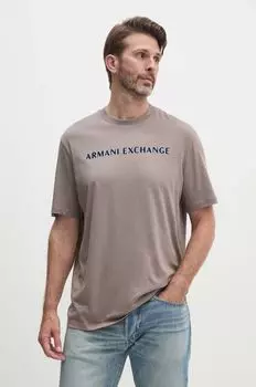 Хлопковая футболка Armani Exchange, бежевый
