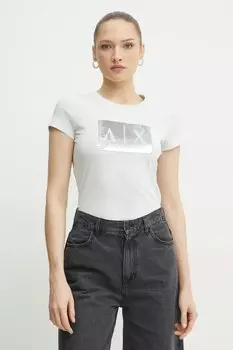 Хлопковая футболка Armani Exchange, бирюзовый