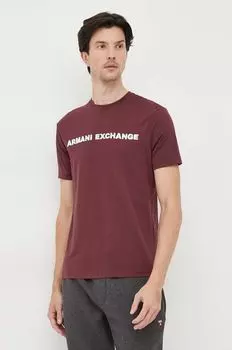 Хлопковая футболка Armani Exchange, бордовый