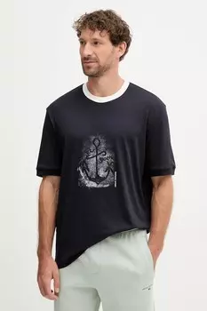 Хлопковая футболка Armani Exchange, черный