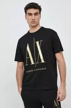 Хлопковая футболка Armani Exchange, черный