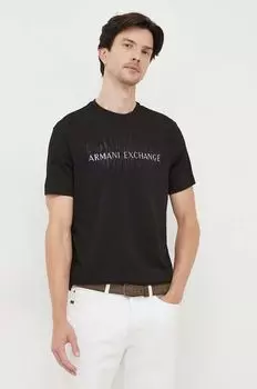 Хлопковая футболка Armani Exchange, черный
