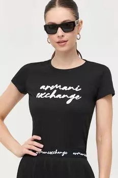 Хлопковая футболка Armani Exchange, черный