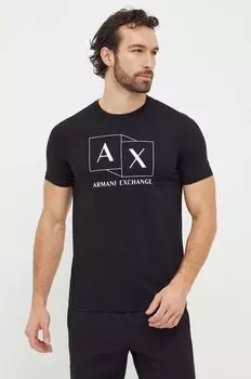 Хлопковая футболка Armani Exchange, черный