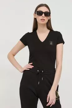 Хлопковая футболка Armani Exchange, черный