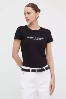 Хлопковая футболка Armani Exchange, черный