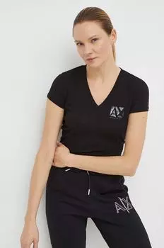 Хлопковая футболка Armani Exchange, черный