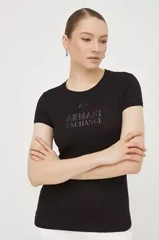 Хлопковая футболка Armani Exchange, черный