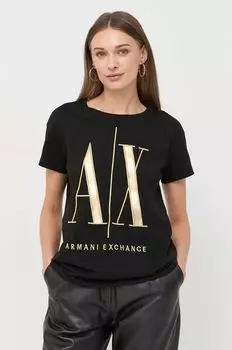 Хлопковая футболка Armani Exchange, черный
