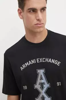 Хлопковая футболка Armani Exchange, черный