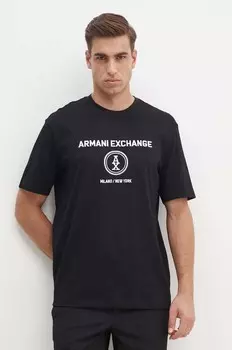 Хлопковая футболка Armani Exchange, черный