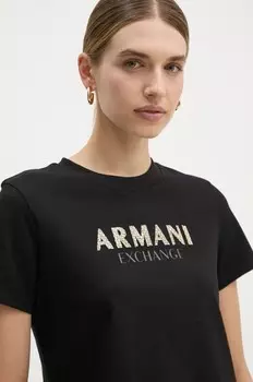 Хлопковая футболка Armani Exchange, черный