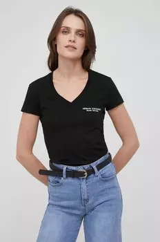 Хлопковая футболка Armani Exchange, черный