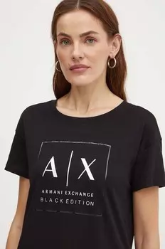 Хлопковая футболка Armani Exchange, черный