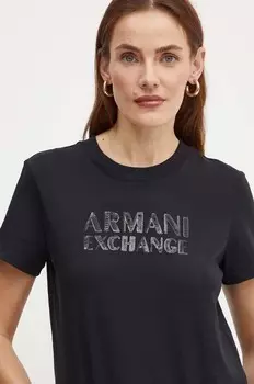 Хлопковая футболка Armani Exchange, черный