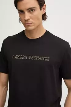 Хлопковая футболка Armani Exchange, черный