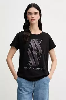 Хлопковая футболка Armani Exchange, черный