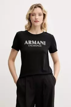 Хлопковая футболка Armani Exchange, черный