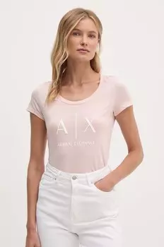 Хлопковая футболка Armani Exchange, розовый