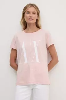 Хлопковая футболка Armani Exchange, розовый