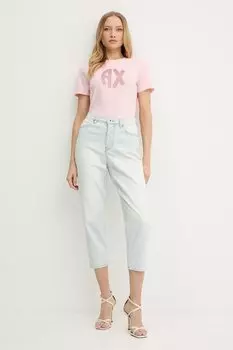 Хлопковая футболка Armani Exchange, розовый