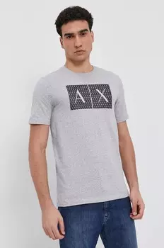 Хлопковая футболка Armani Exchange, серый