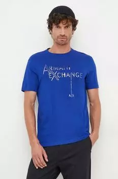 Хлопковая футболка Armani Exchange, синий