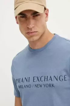 Хлопковая футболка Armani Exchange, синий