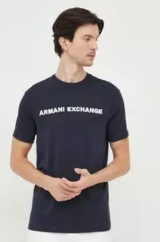 Хлопковая футболка Armani Exchange, темно-синий