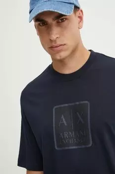 Хлопковая футболка Armani Exchange, темно-синий