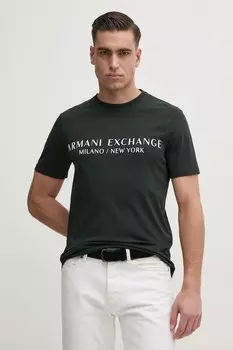 Хлопковая футболка Armani Exchange, зеленый
