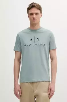 Хлопковая футболка Armani Exchange, зеленый