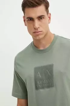 Хлопковая футболка Armani Exchange, зеленый