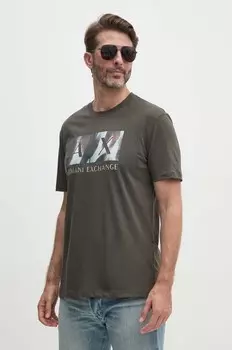 Хлопковая футболка Armani Exchange, зеленый