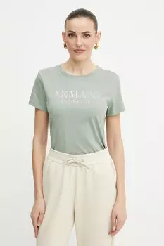 Хлопковая футболка Armani Exchange, зеленый