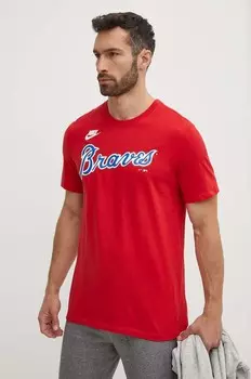 Хлопковая футболка Atlanta Braves Nike, красный