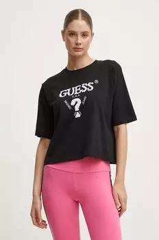 Хлопковая футболка Aurlie Guess, черный
