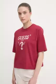 Хлопковая футболка AURLIE Guess, красный